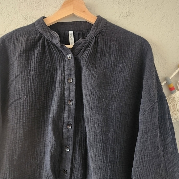 Rachel Pally Gauze Knit Button Front Crop Oversize Top Minimalist Boho Basics XS - Picture 5 of 10